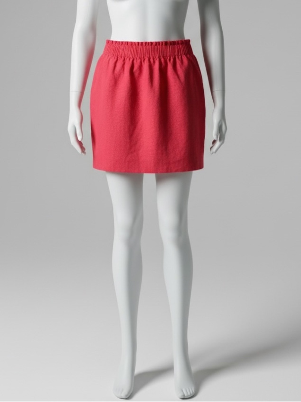 J. Crew Linen-Blend Mini Skirt with Elastic Waistband Coral/Red